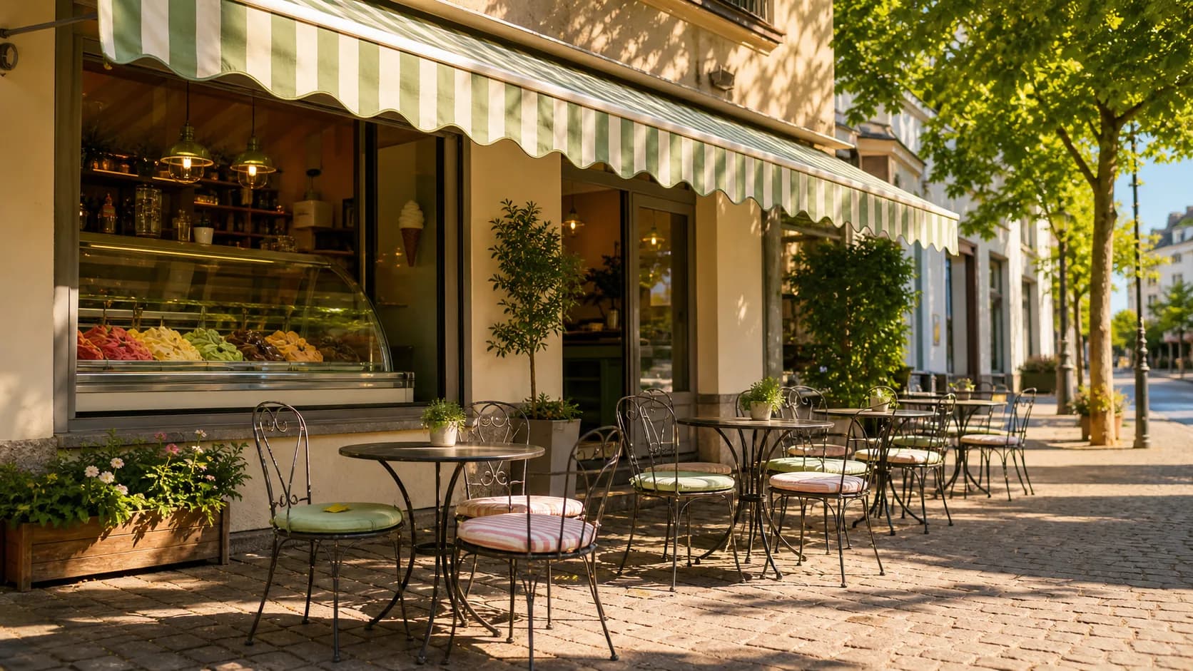 Gelateria vuota sotto il sole — simbolo dei clienti stagionali dimenticati